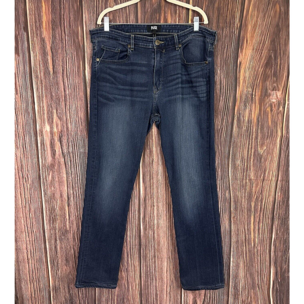 Paige Jeans Mens 38x30 Blue Federal Slim Straight Dark Wash Stretch Denim